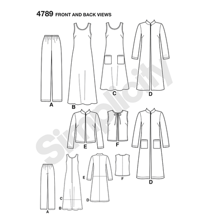 Simplicity S4789 sewing pattern envelope showing misses' casual wear