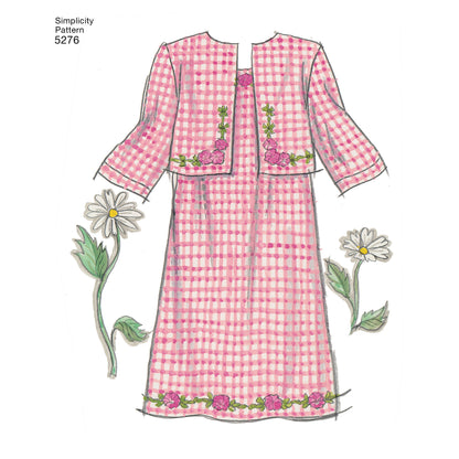 Simplicity S5276 sewing pattern envelope showing doll clothes