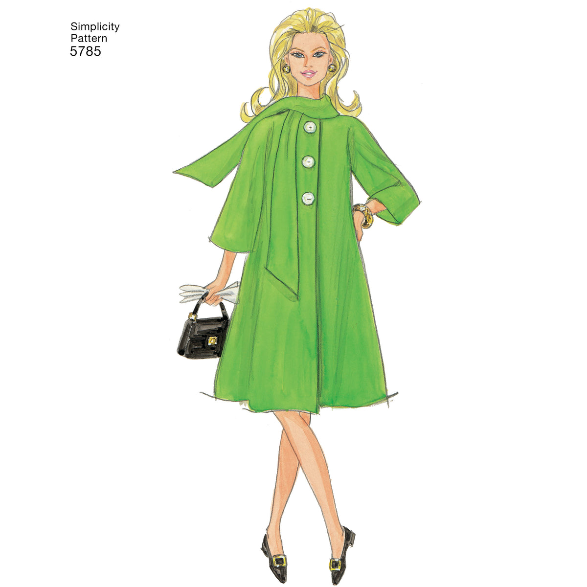 Simplicity S5785 sewing pattern envelope showing doll clothes