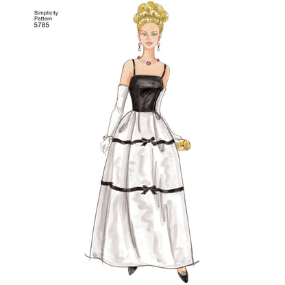 Simplicity S5785 sewing pattern envelope showing doll clothes