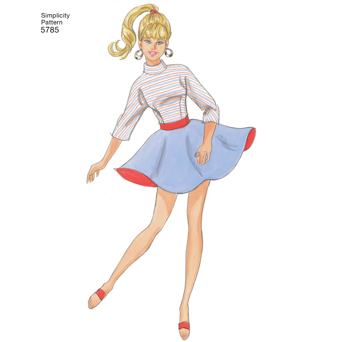 Simplicity S5785 sewing pattern envelope showing doll clothes