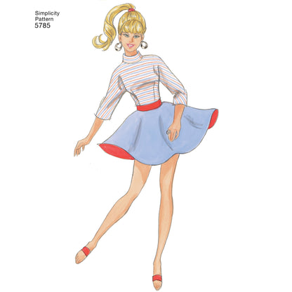 Simplicity S5785 sewing pattern envelope showing doll clothes