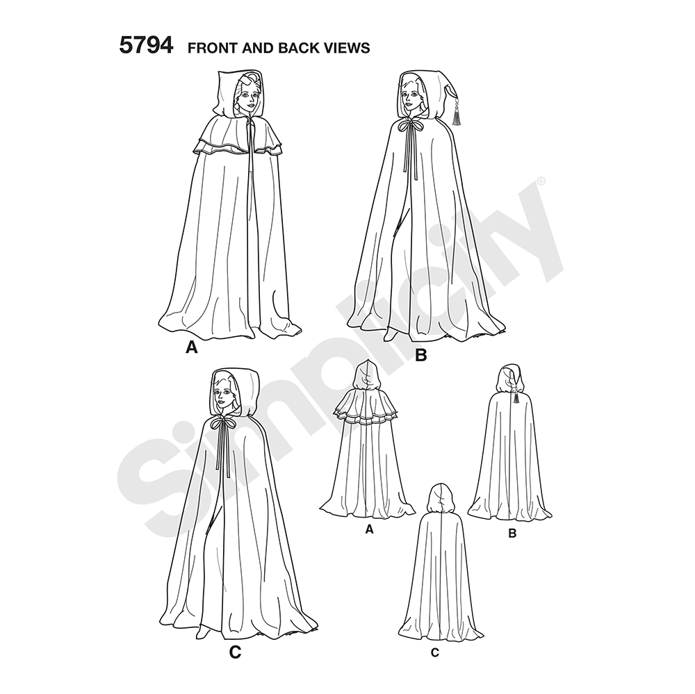 Simplicity S5794 sewing pattern envelope showing misses' capes