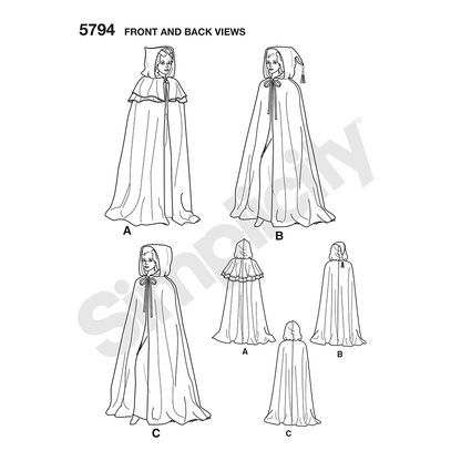 Simplicity S5794 sewing pattern envelope showing misses' capes