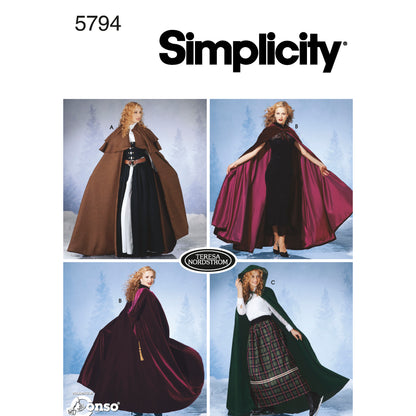 Simplicity S5794 sewing pattern envelope showing misses' capes