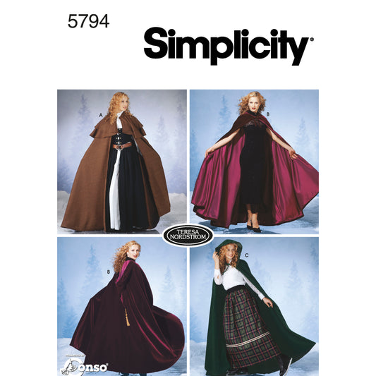 Simplicity S5794 sewing pattern envelope showing misses' capes