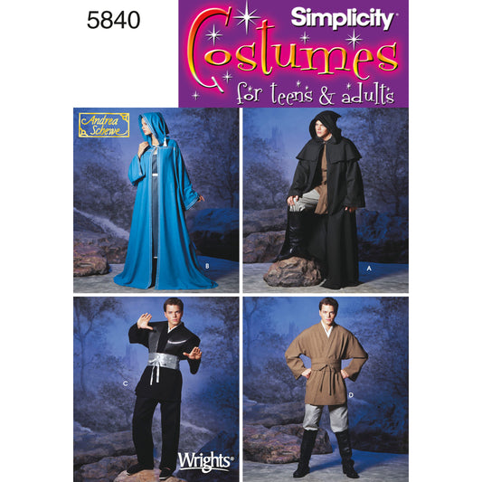 Simplicity S5840 sewing pattern envelope showing unisex costumes