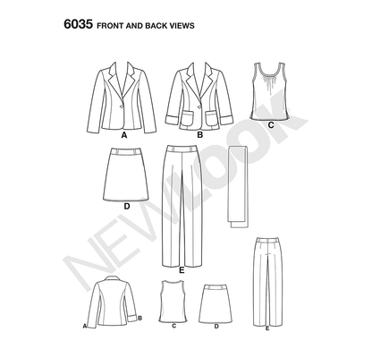 New Look N6035 sewing pattern envelope showing misses' casual wear