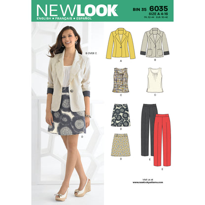 New Look N6035 sewing pattern envelope showing misses' casual wear