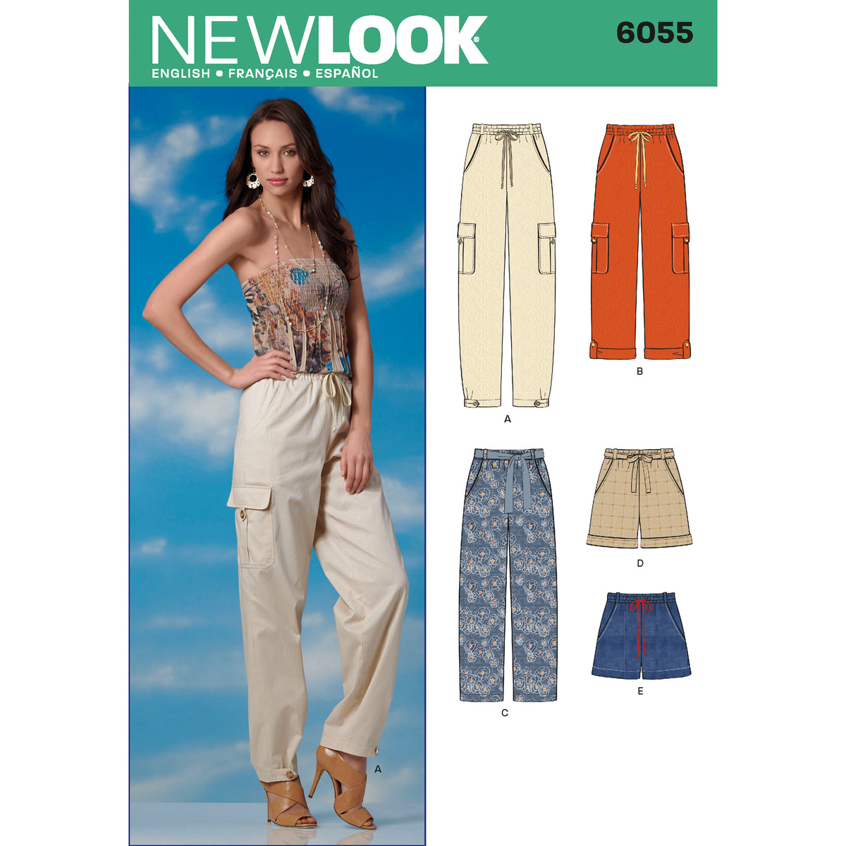 New Look N6055 sewing pattern envelope showing misses' trousers and shorts