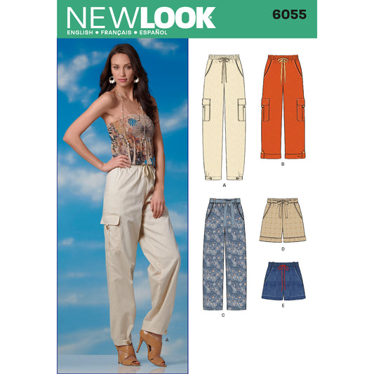 New Look N6055 sewing pattern envelope showing misses' trousers and shorts