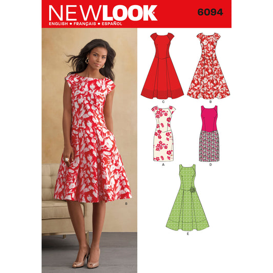 New Look N6094 sewing pattern envelope showing misses' dress