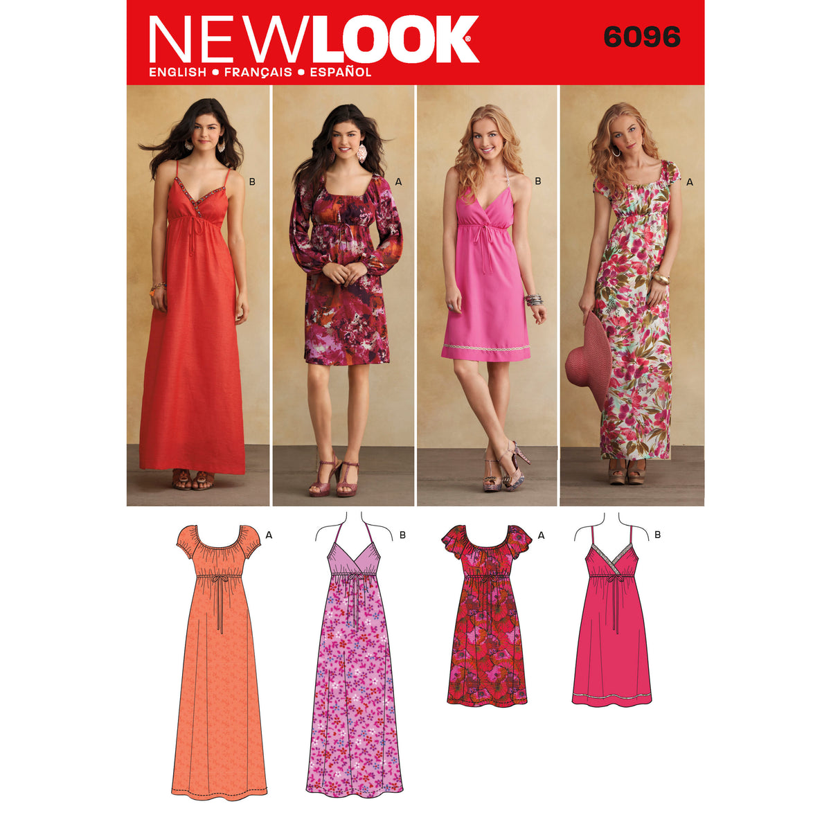 New Look N6096 sewing pattern envelope showing misses' Design Your Look dress