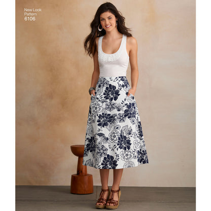 New Look N6106 sewing pattern envelope showing misses' a-line skirt