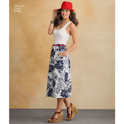 New Look N6106 sewing pattern envelope showing misses' a-line skirt