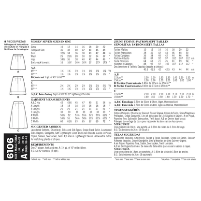 New Look N6106 sewing pattern envelope showing misses' a-line skirt