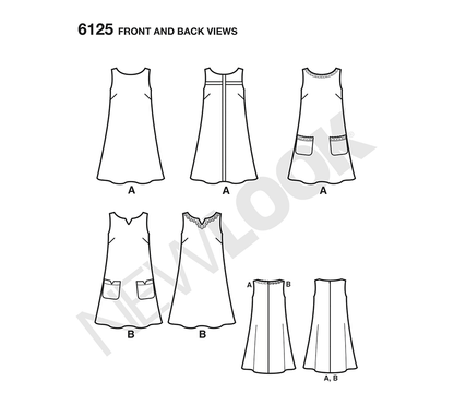New Look N6125 sewing pattern envelope showing misses' a-line shift dress