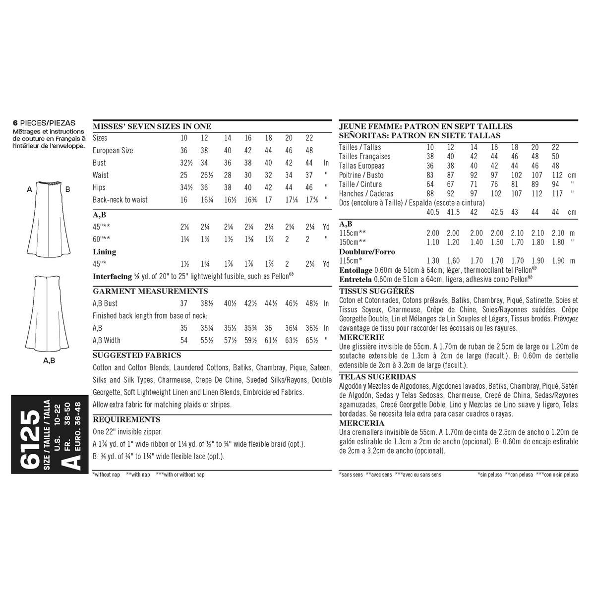 New Look N6125 sewing pattern envelope showing misses' a-line shift dress