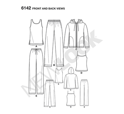 New Look N6142 sewing pattern envelope showing unisex activewear