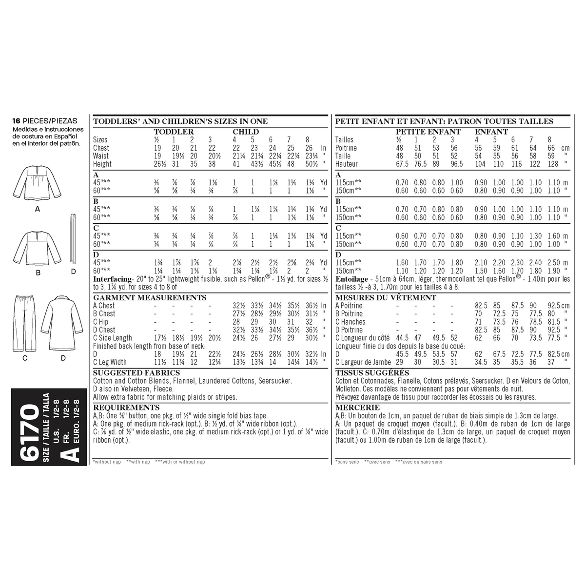 New Look N6170 sewing pattern envelope showing toddler pyjamas