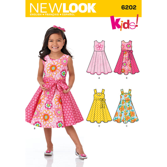 New Look N6202 sewing pattern envelope showing girls' dress