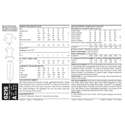 New Look N6216 sewing pattern envelope showing an easy knit top with a scoop neck and short all-in-one sleeves