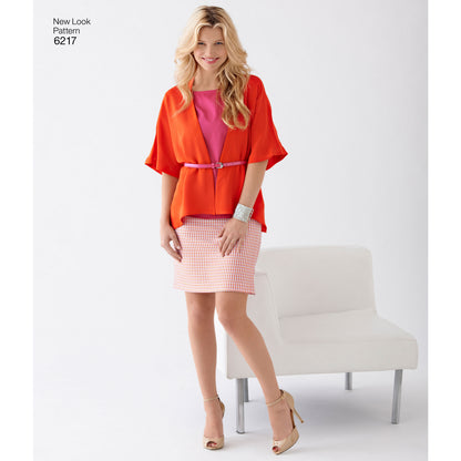 New Look N6217 sewing pattern envelope showing a kimono style jacket and a tee