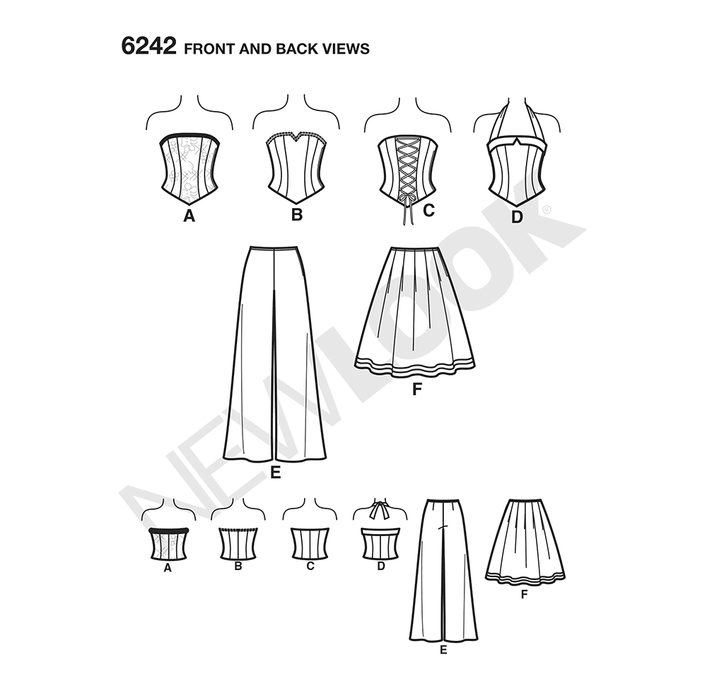 New Look N6242 sewing pattern envelope showing a corset top