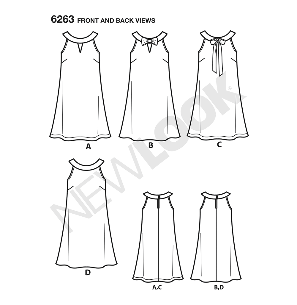 New Look N6263 sewing pattern envelope showing a sleeveless A-line dress