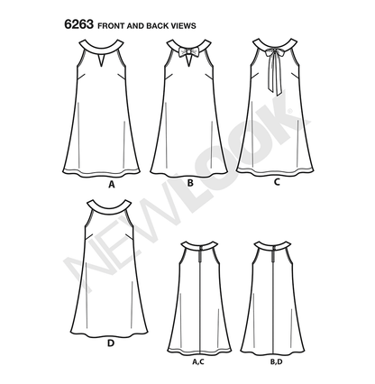 New Look N6263 sewing pattern envelope showing a sleeveless A-line dress
