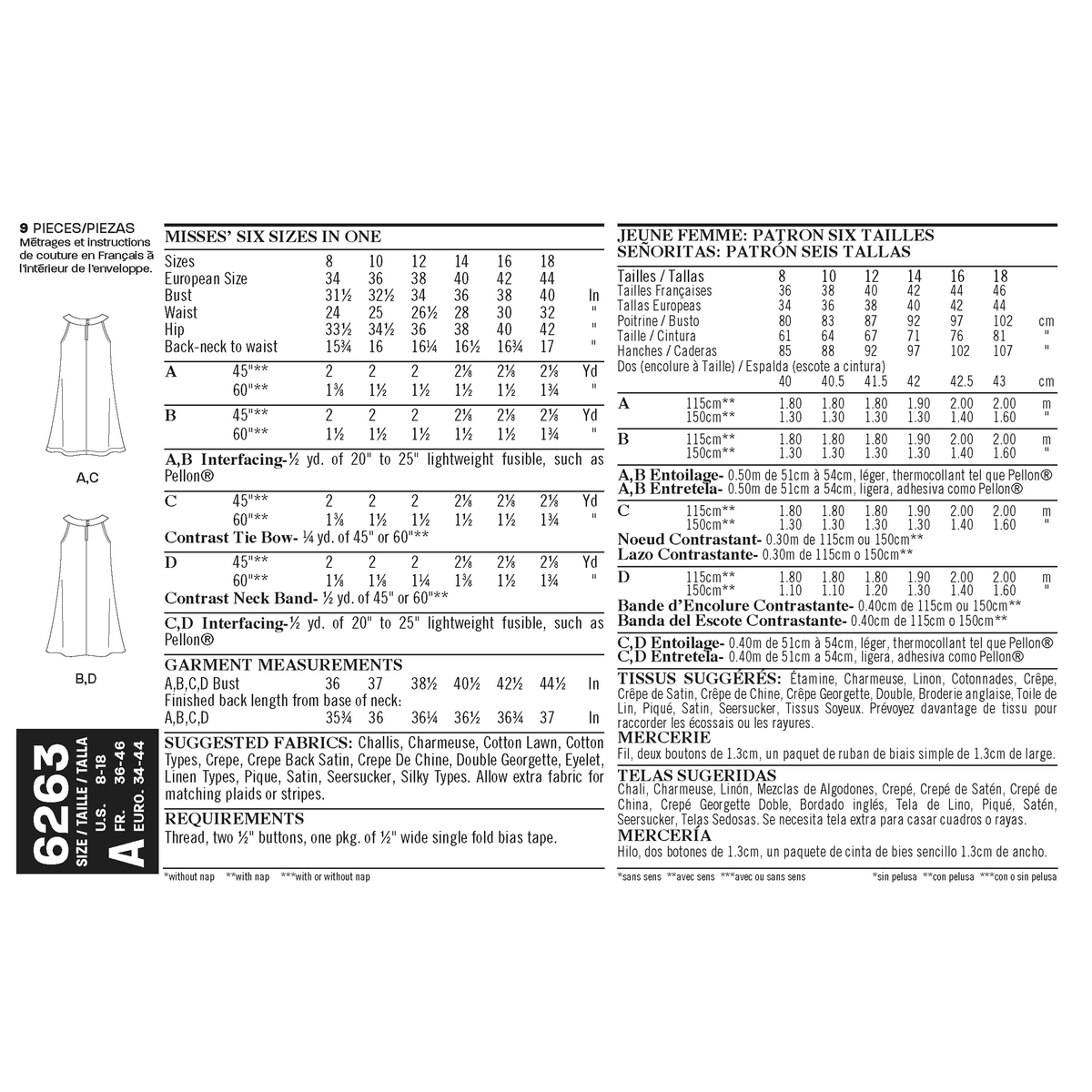 New Look N6263 sewing pattern envelope showing a sleeveless A-line dress
