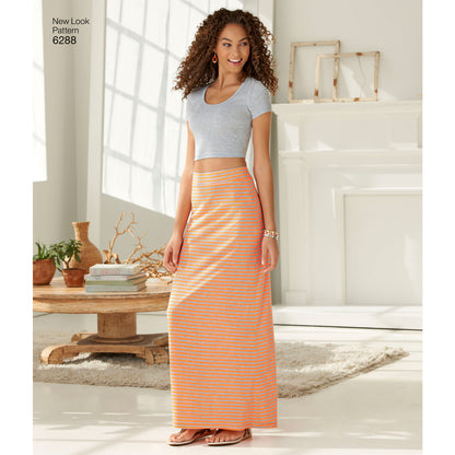 New Look N6288 sewing pattern envelope showing pull-on maxi skirts
