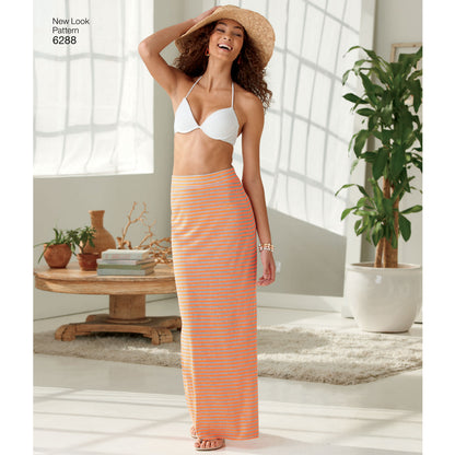 New Look N6288 sewing pattern envelope showing pull-on maxi skirts