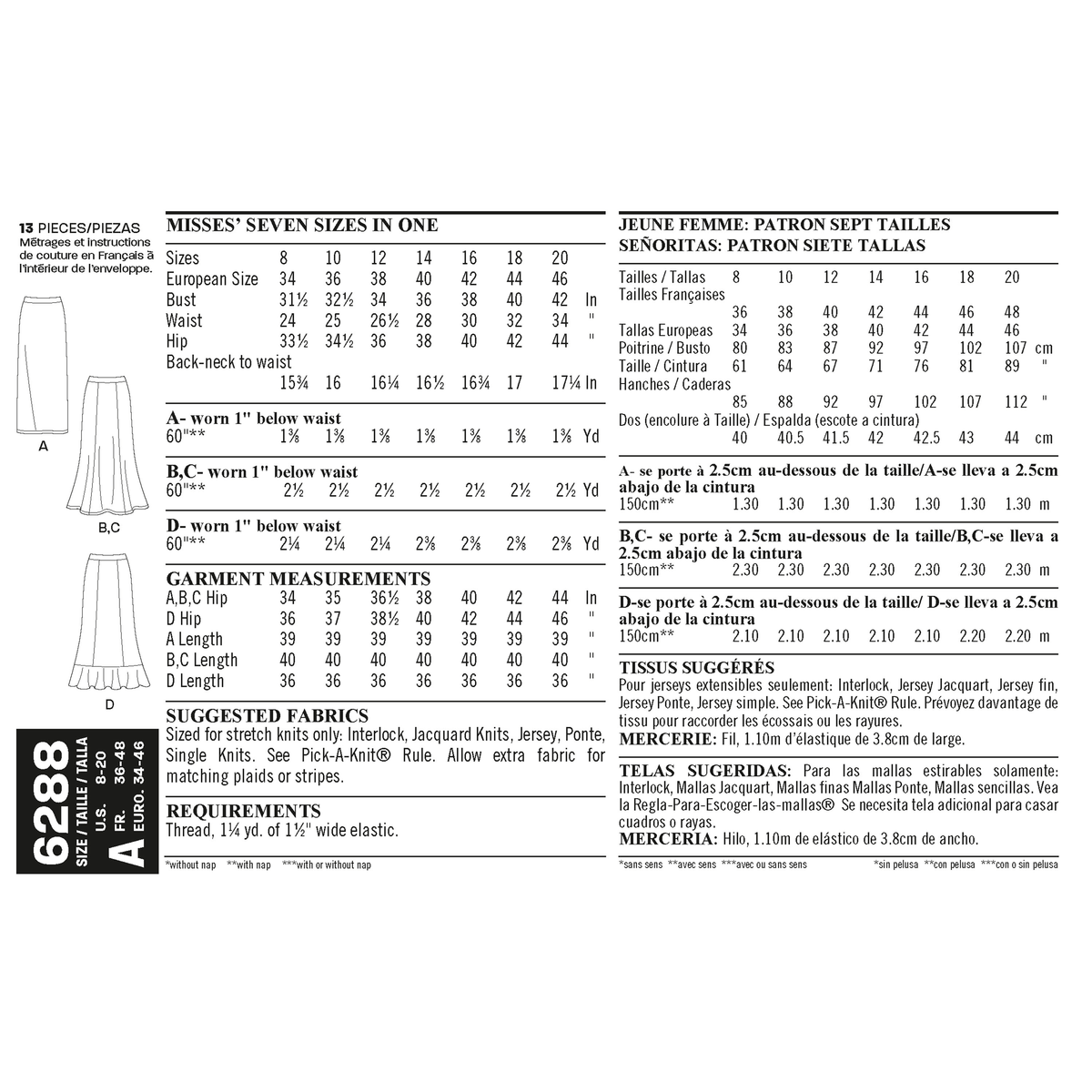 New Look N6288 sewing pattern envelope showing pull-on maxi skirts