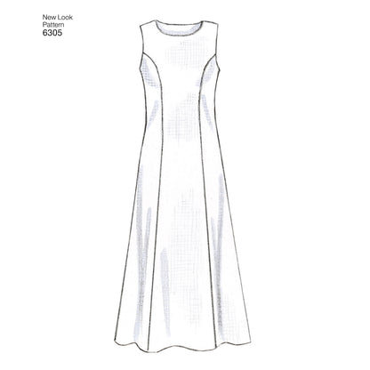 New Look N6305 sewing pattern envelope showing a dress with a long or short jacket