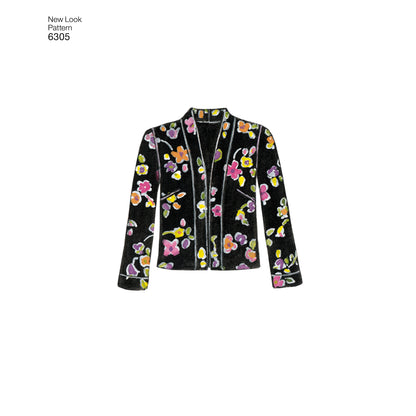 New Look N6305 sewing pattern envelope showing a dress with a long or short jacket