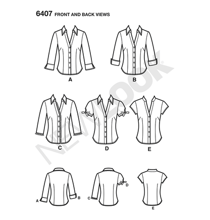New Look N6407 sewing pattern envelope showing shirts