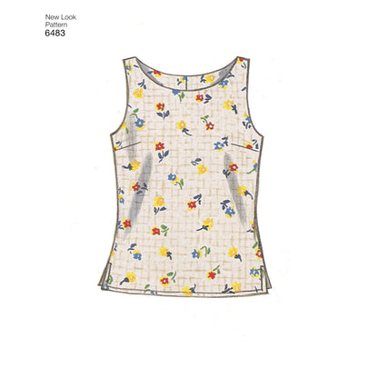 New Look N6483 sewing pattern envelope showing tops