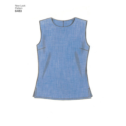 New Look N6483 sewing pattern envelope showing tops