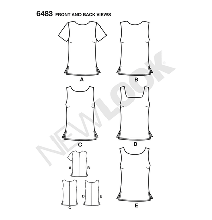 New Look N6483 sewing pattern envelope showing tops