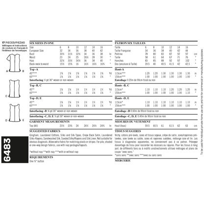 New Look N6483 sewing pattern envelope showing tops