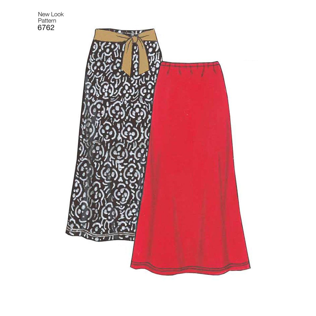 New Look N6762 sewing pattern envelope showing knit trousers, a skirt and a top