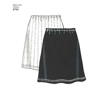 New Look N6762 sewing pattern envelope showing knit trousers, a skirt and a top