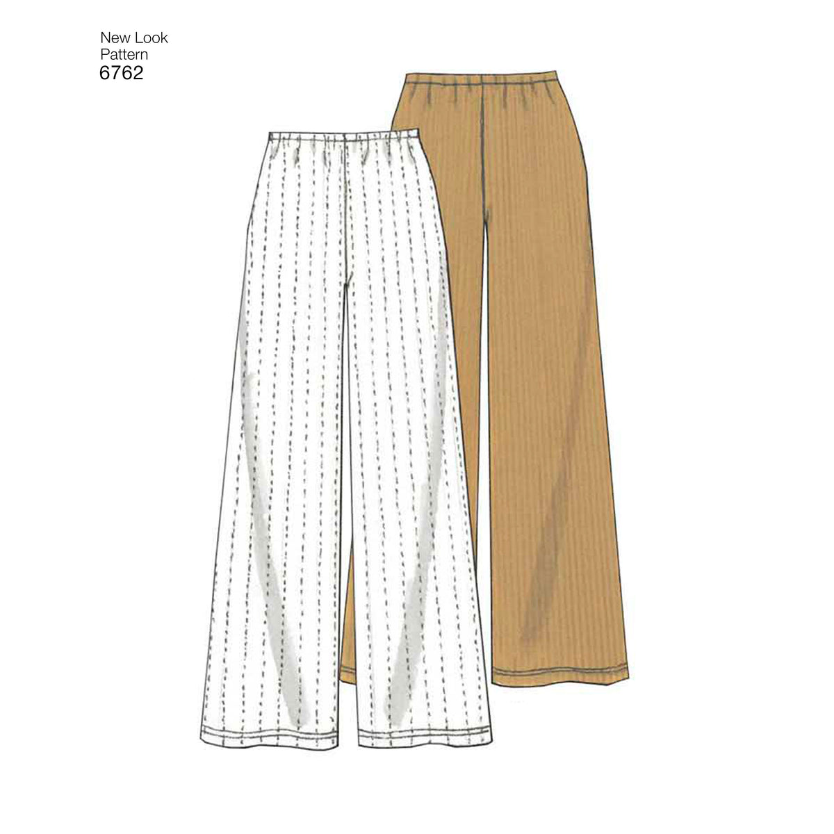 New Look N6762 sewing pattern envelope showing knit trousers, a skirt and a top