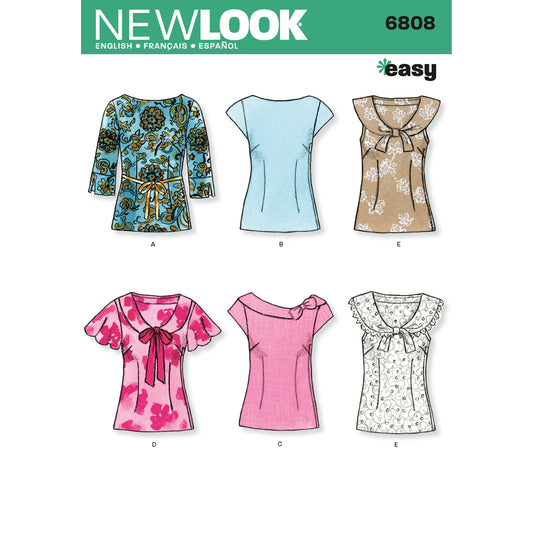 New Look N6808 sewing pattern envelope showing easy tops