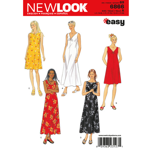 New Look N6866 sewing pattern envelope showing a dress