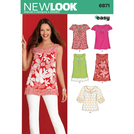 New Look N6871 sewing pattern envelope showing a pullover top or tunic