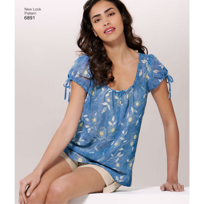 New Look N6891 sewing pattern envelope showing easy pullover tops