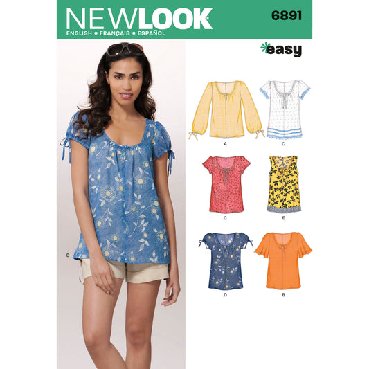 New Look N6891 sewing pattern envelope showing easy pullover tops