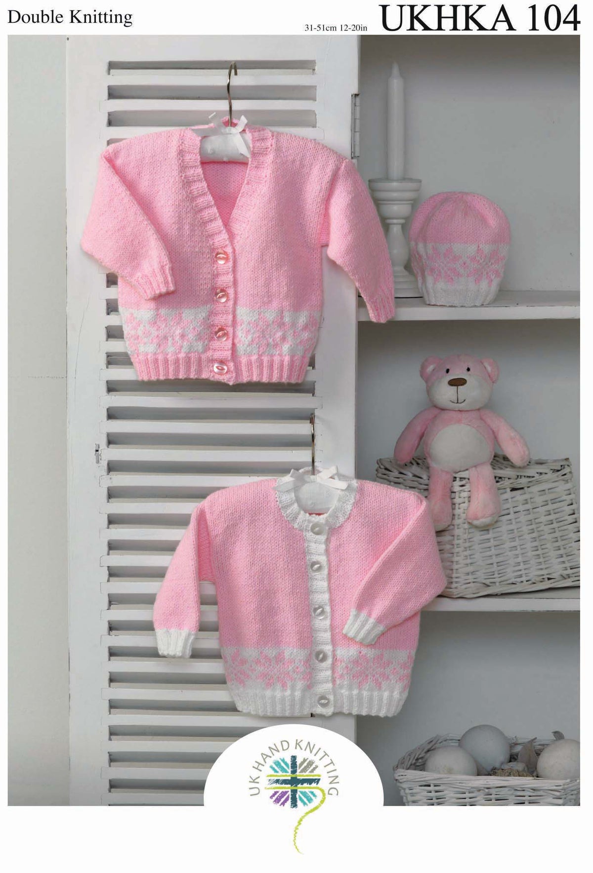 UK Hand Knitting Association Cardigans and Hat Knitting Pattern - DK - Pattern 104